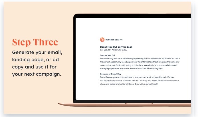 HubSpot AI - Asistente de campañas - paso 3